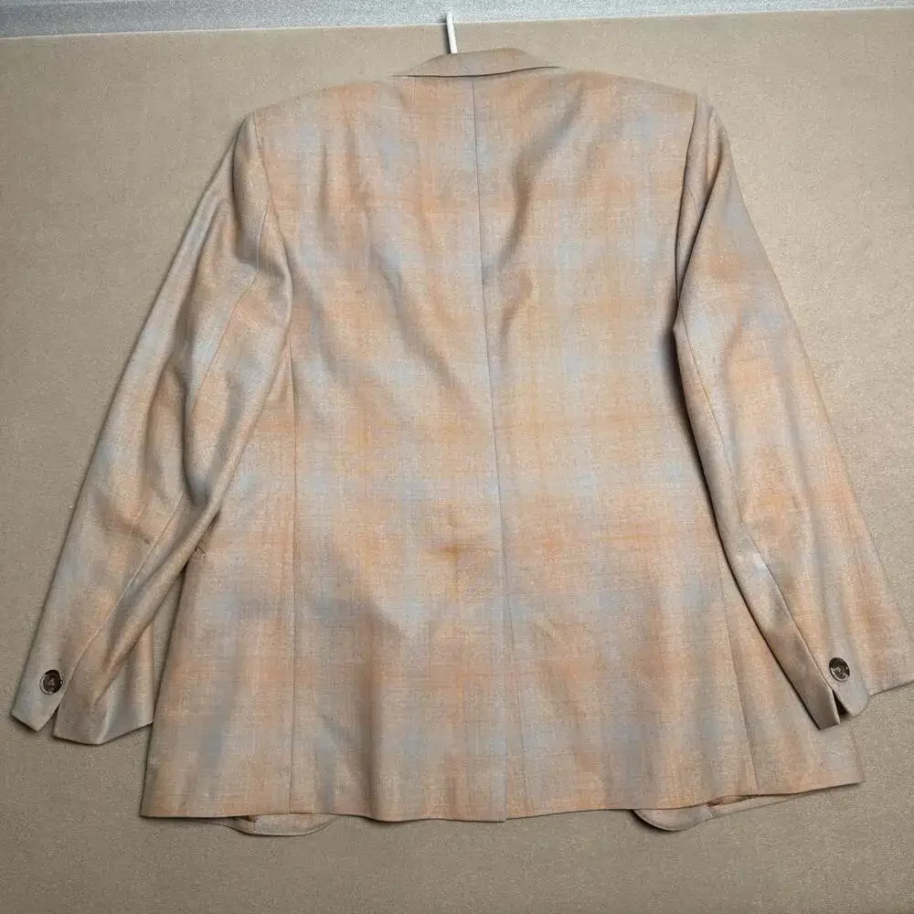 Vintage Louis Roth Clothes Tan and Blue Plaid Two-Button Sport Coat